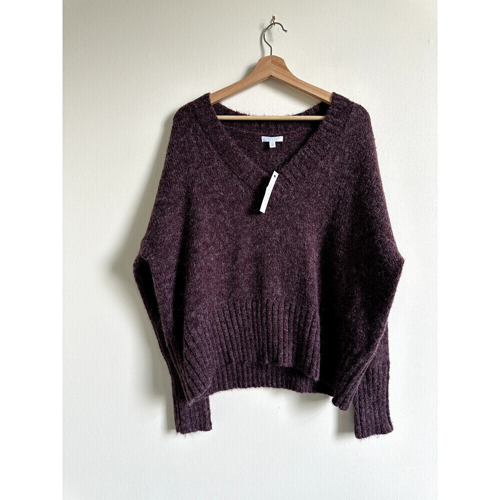 Abound Women's V-Neck Chunky Long Sleeve Sweater Size M Burgundy